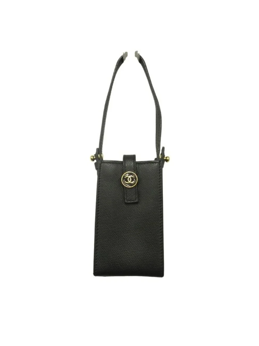 Chanel CC Logo Black Leather Pouch